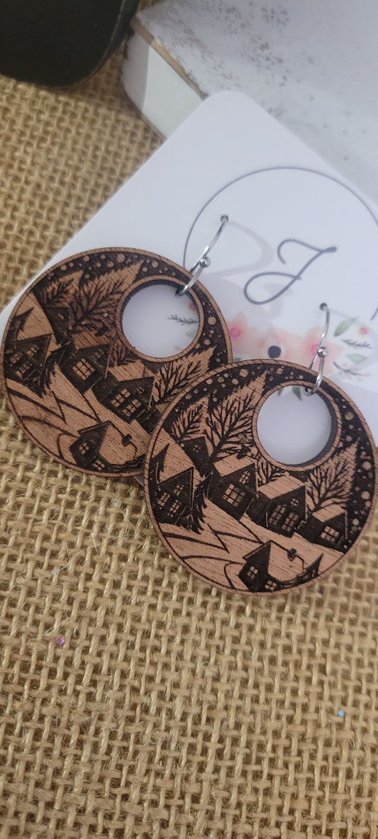 Winter Wonderland Wood Earrings