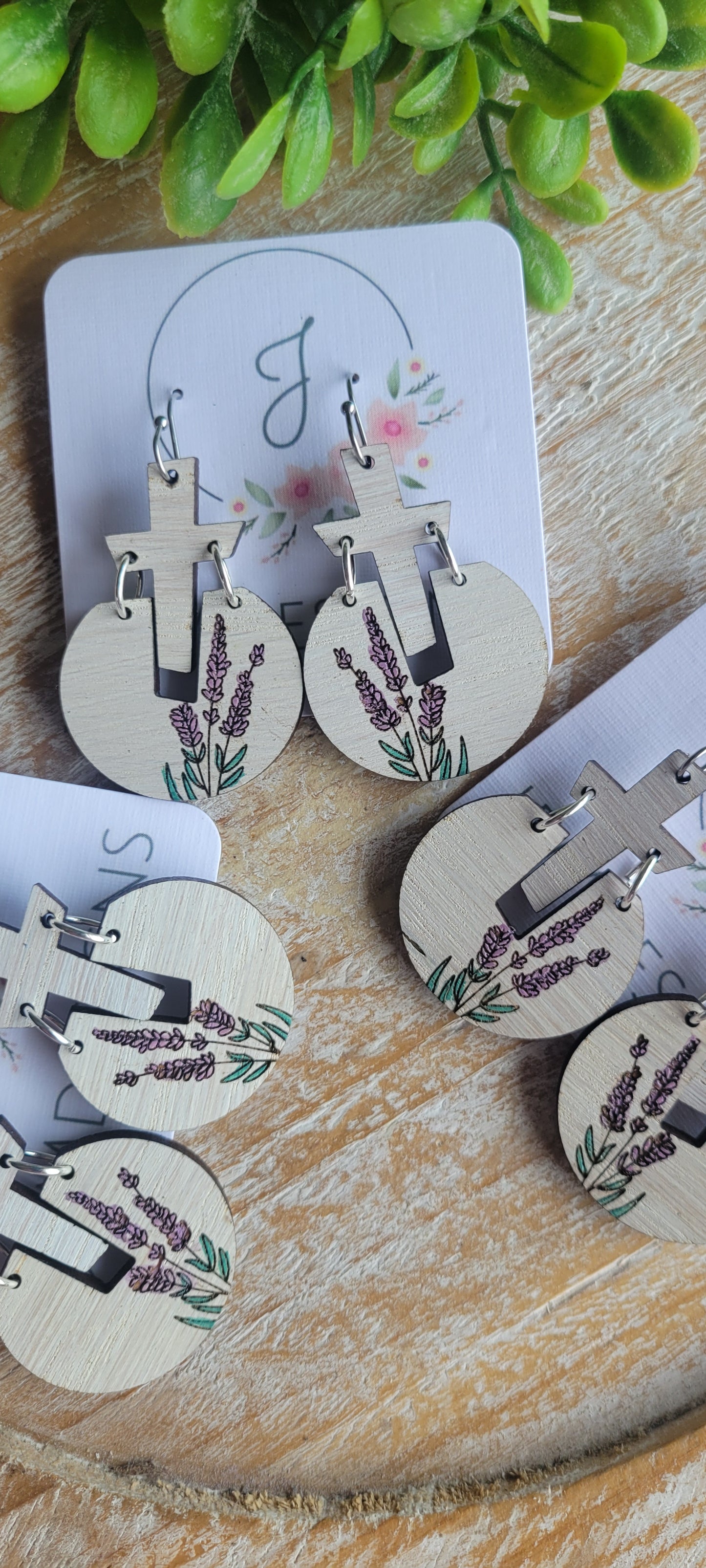 Lavender Cross Earrings