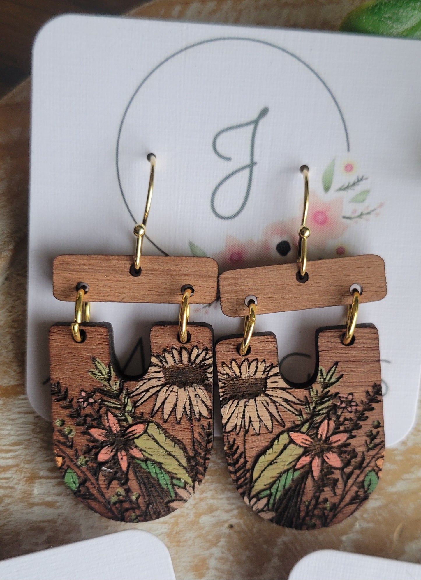 Floral Wood Earrings
