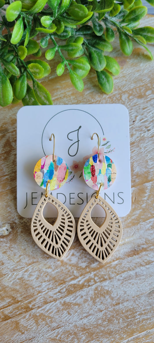Confetti Cork Wood Earrings
