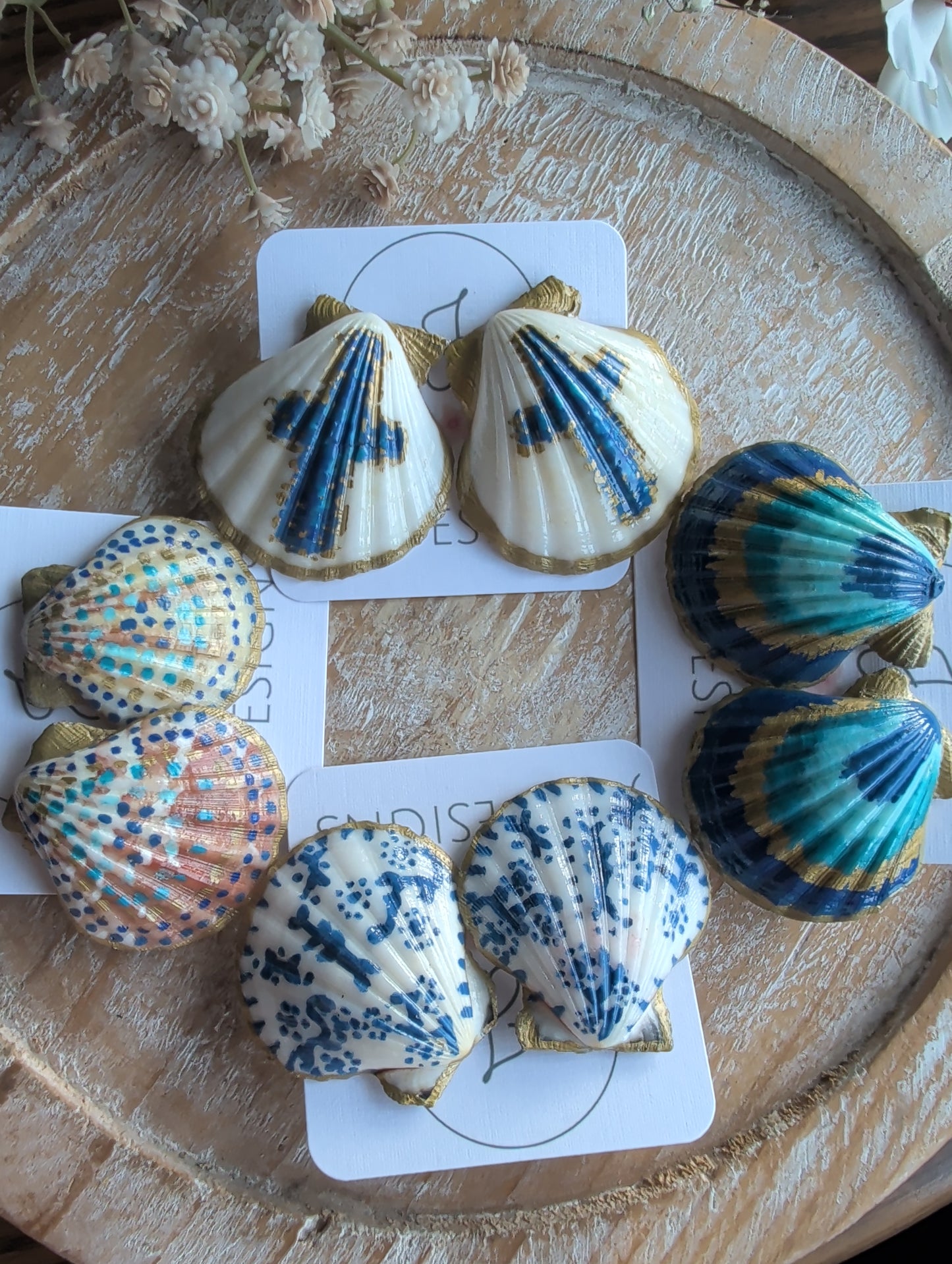 Blue Seashell Earrings