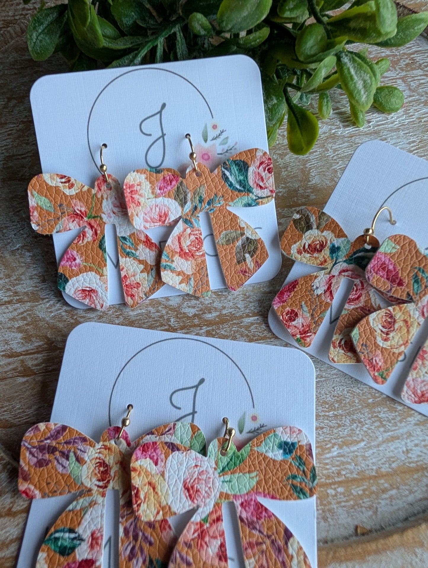 Mustard Floral Bow Earrings