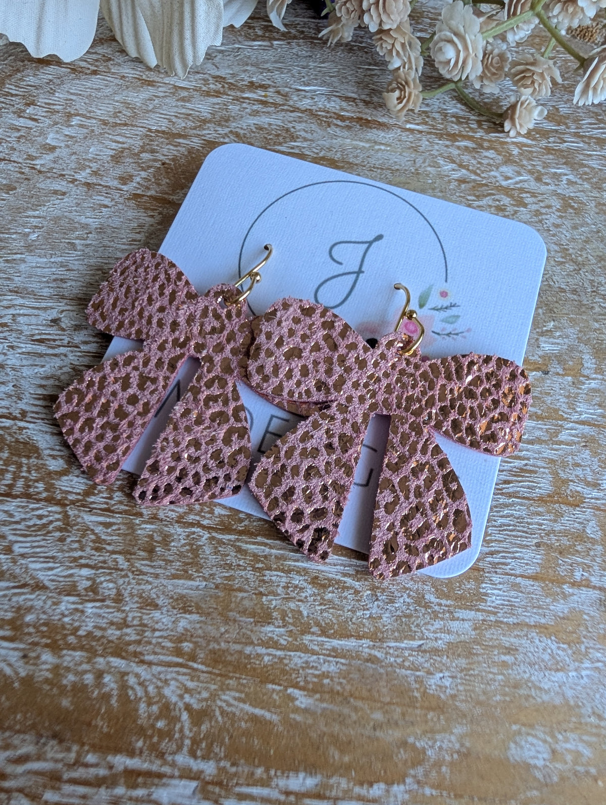 Pink Cheetah Bow Earrings