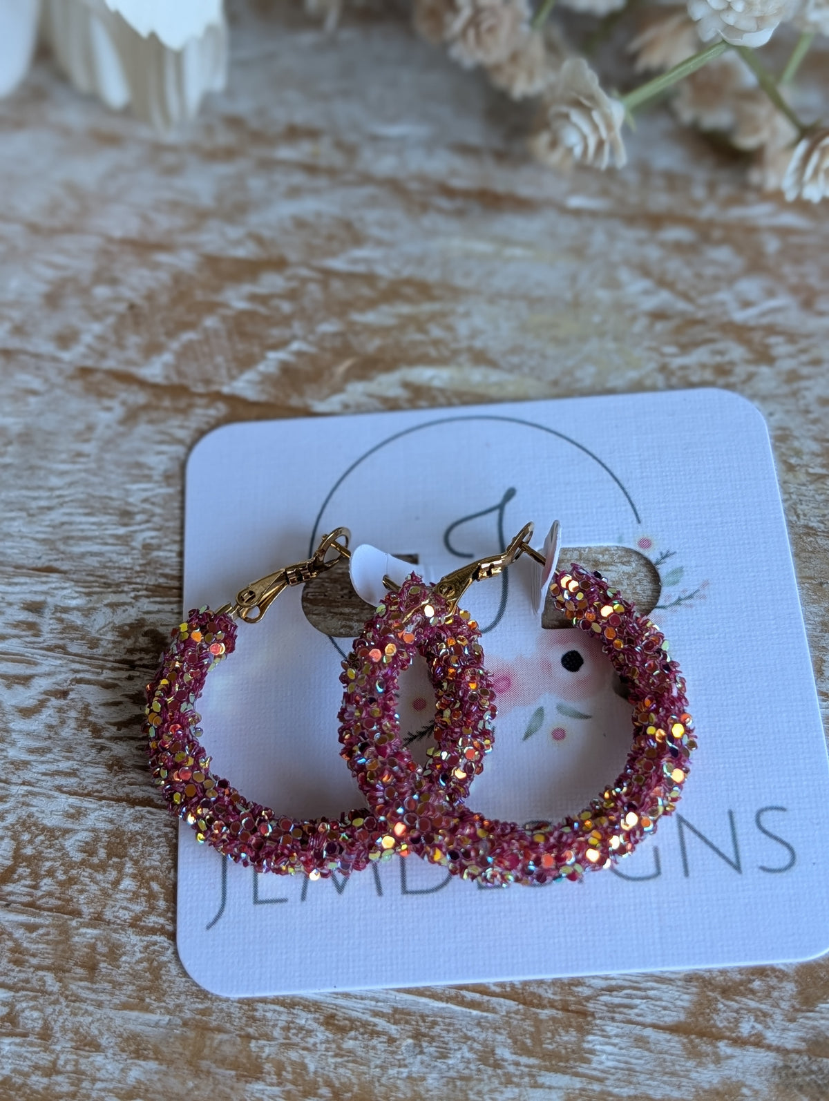Mulberry Glow Glitter Hoop Earrings