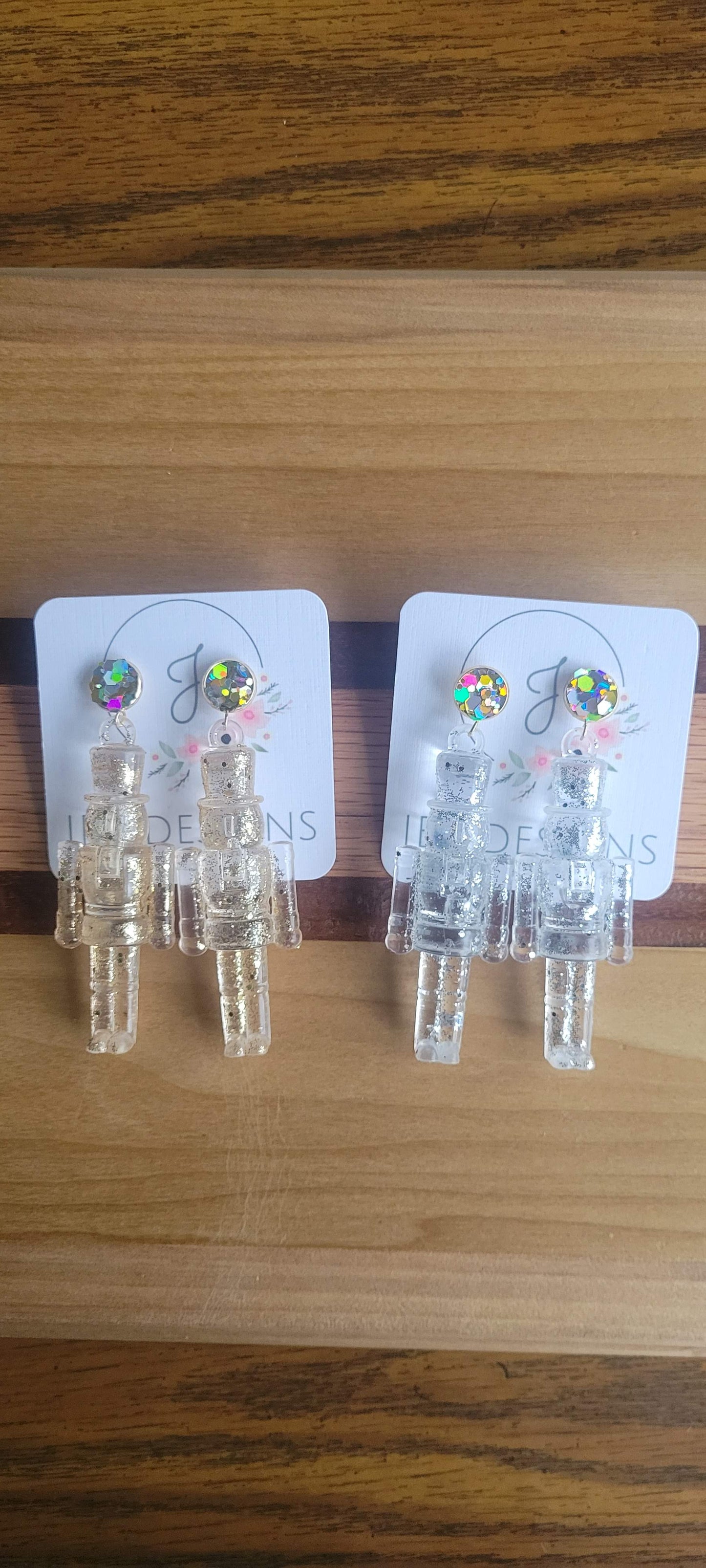 Icy Nutcracker Glitter Top Earrings