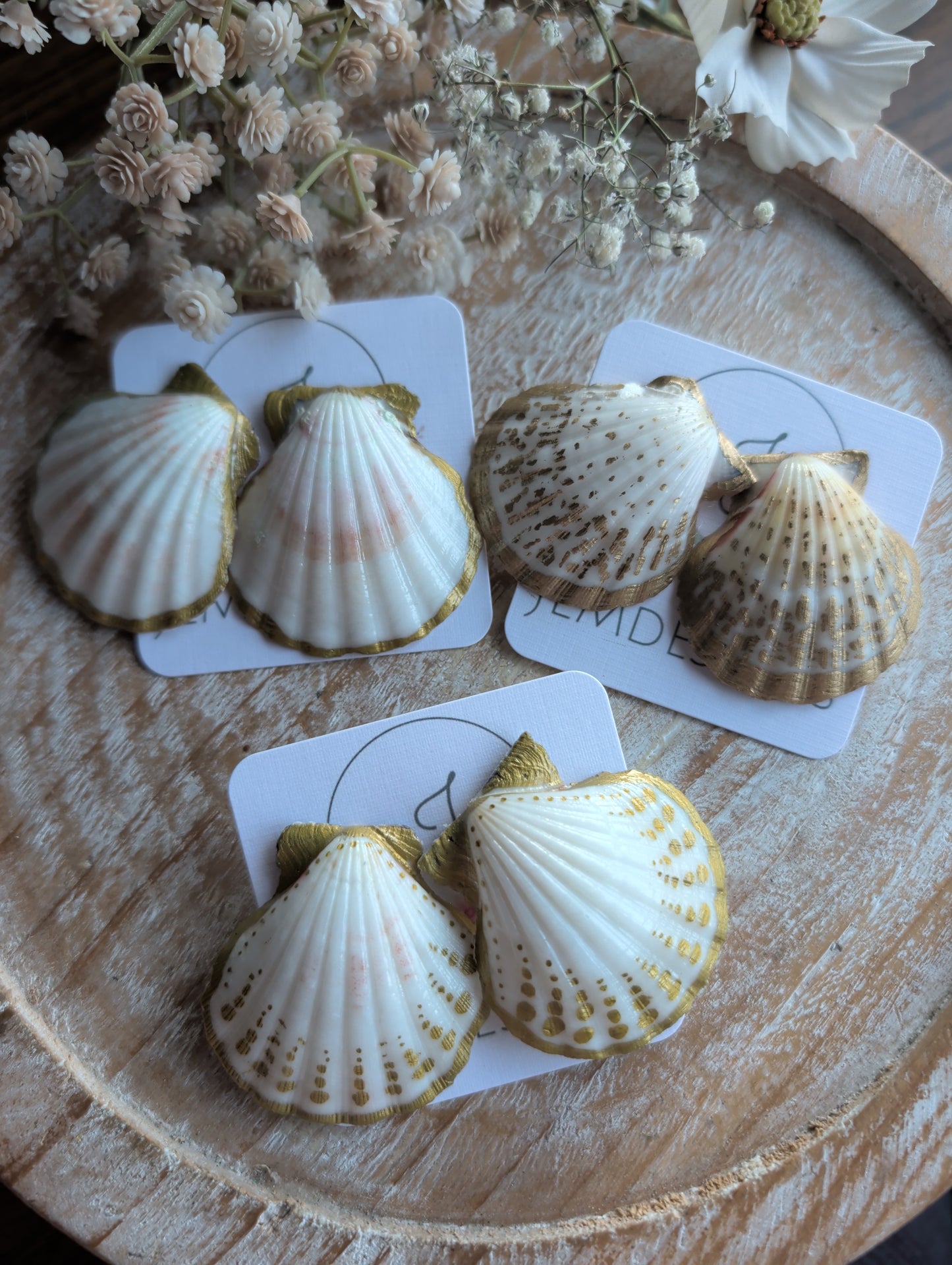 Gold Accent Seashell Earrings