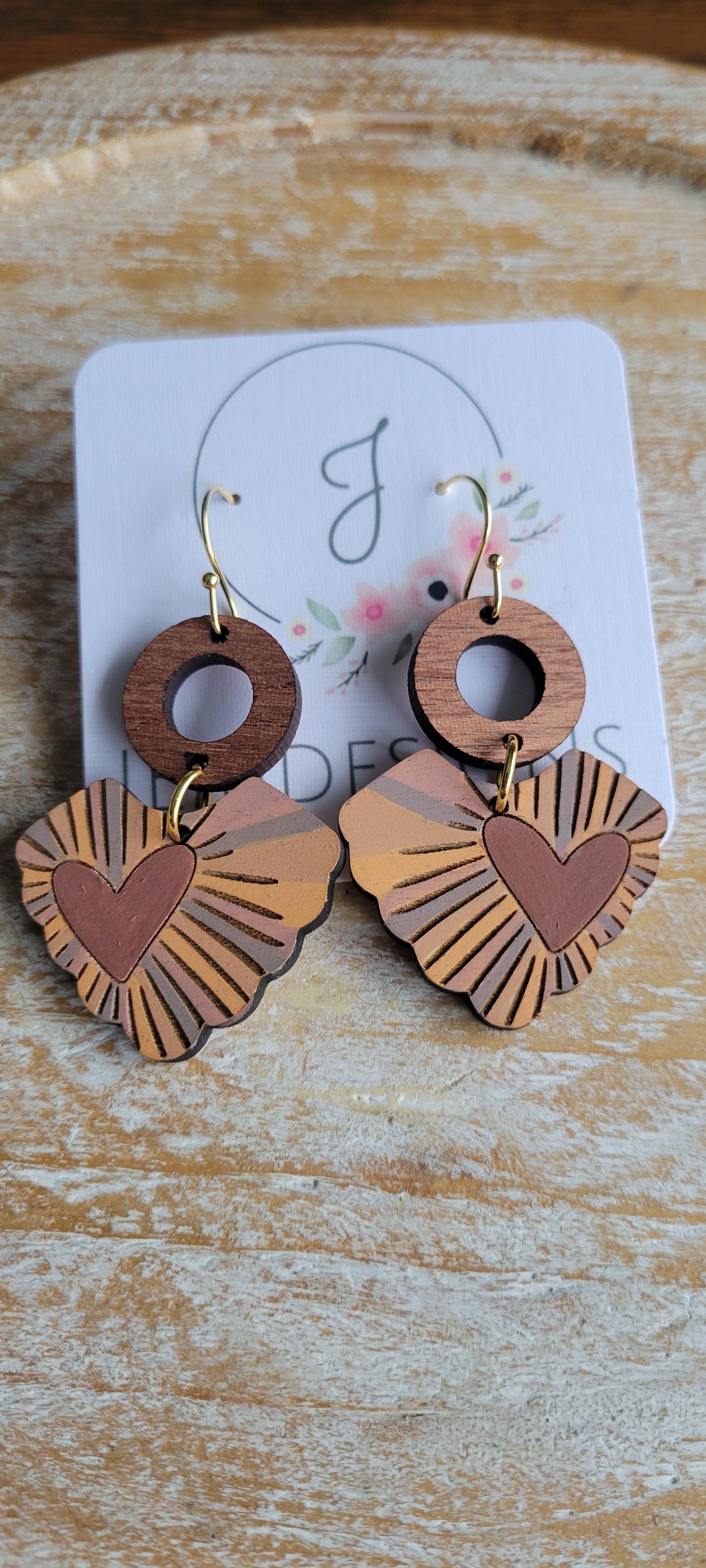 Wooden Heart Earrings