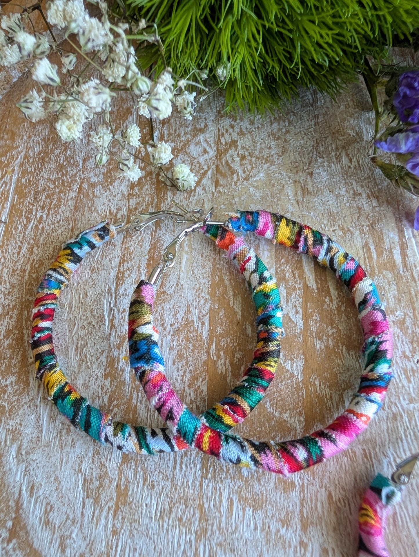 Bouquet Fabric Hoop Earrings