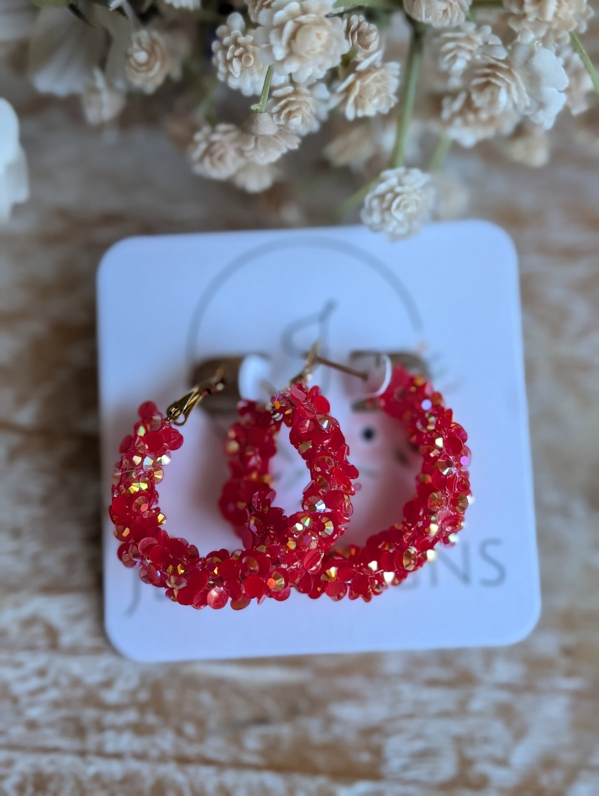 Holiday Cheer Glitter Hoop Earrings