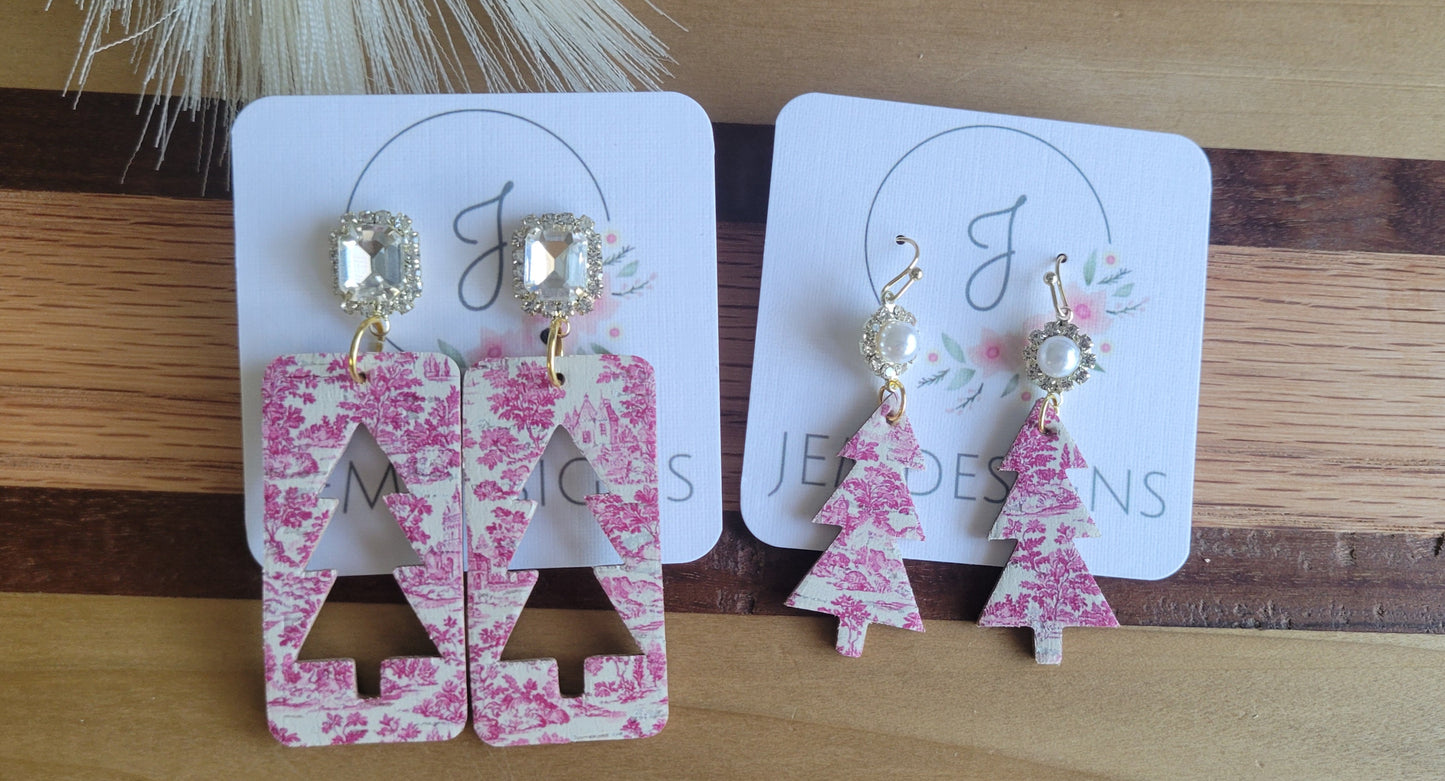 Red Christmas Tree Earrings