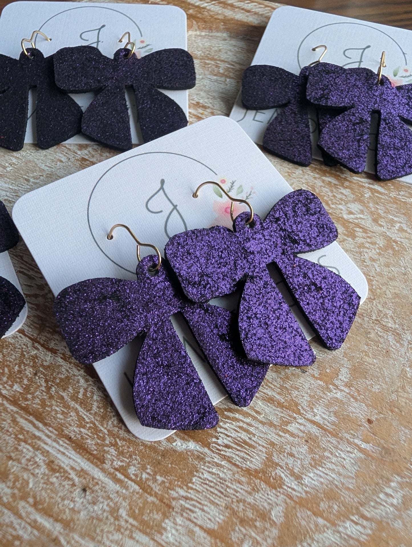 Purple Bow Earrings
