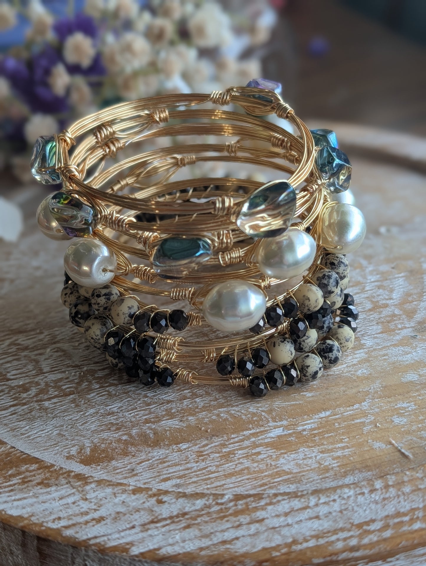 Dalmatian Jasper Bangle Bracelet