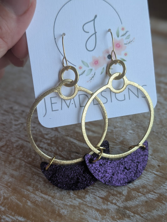 Purple Shimmer Hoop Earrings