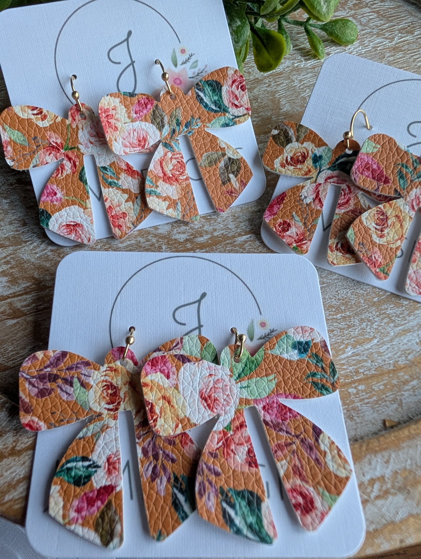 Mustard Floral Bow Earrings