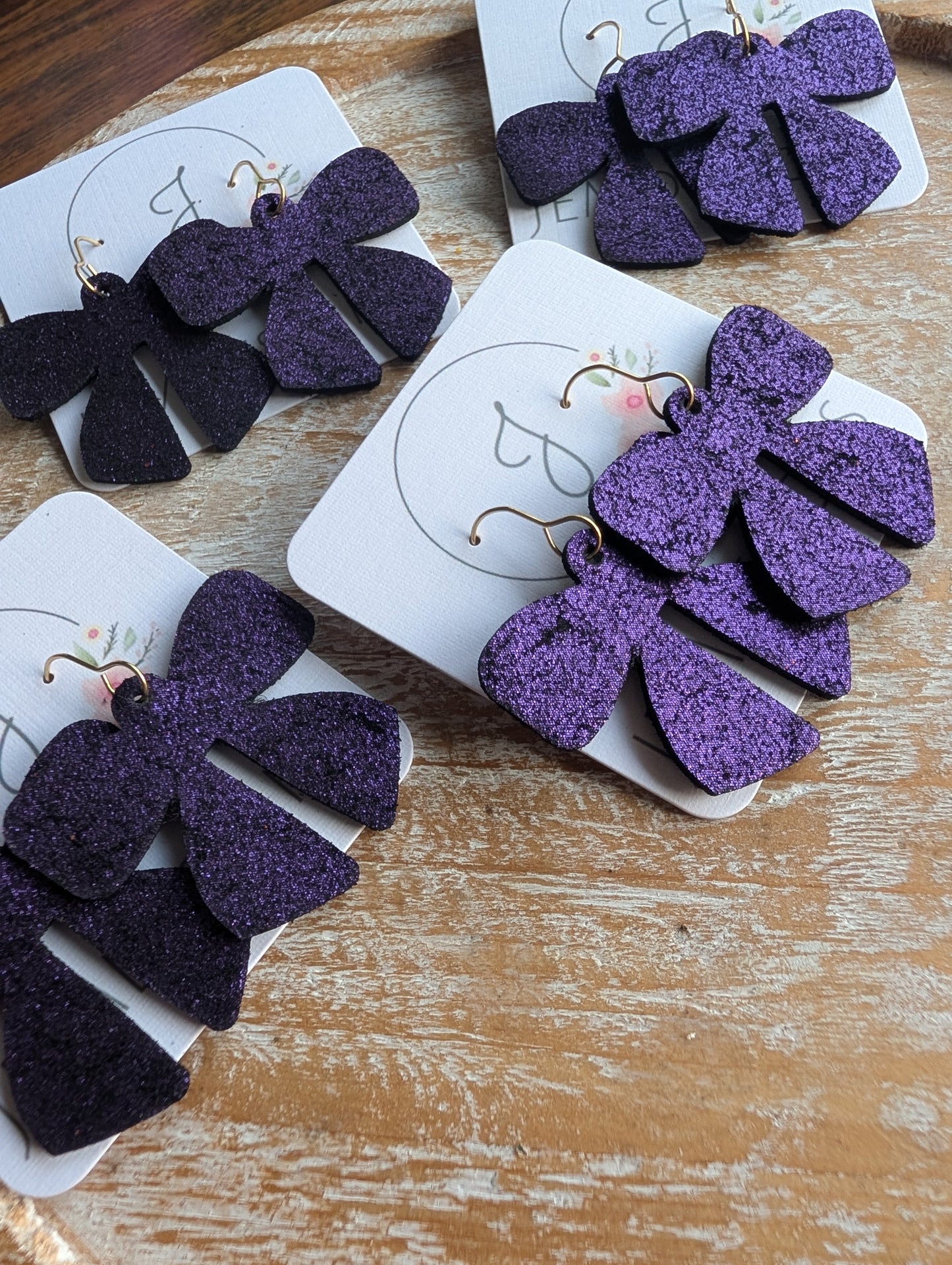 Purple Bow Earrings