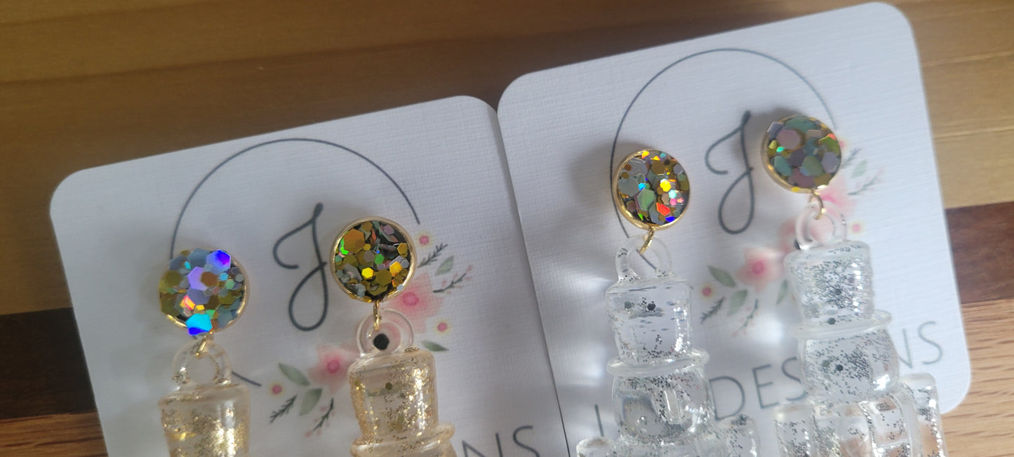 Icy Nutcracker Glitter Top Earrings