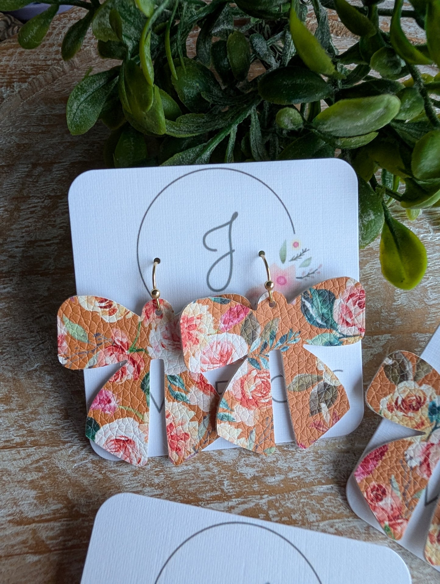 Mustard Floral Bow Earrings