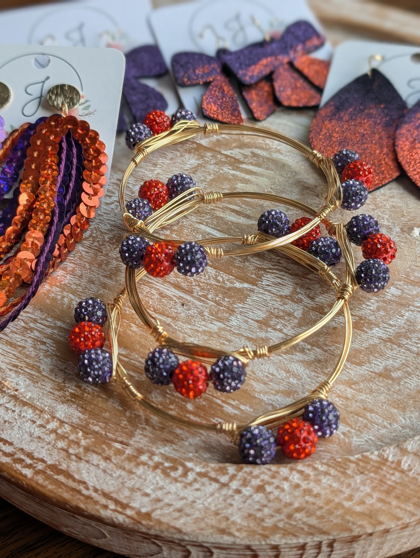 Purple and Orange Bangle Bracelets