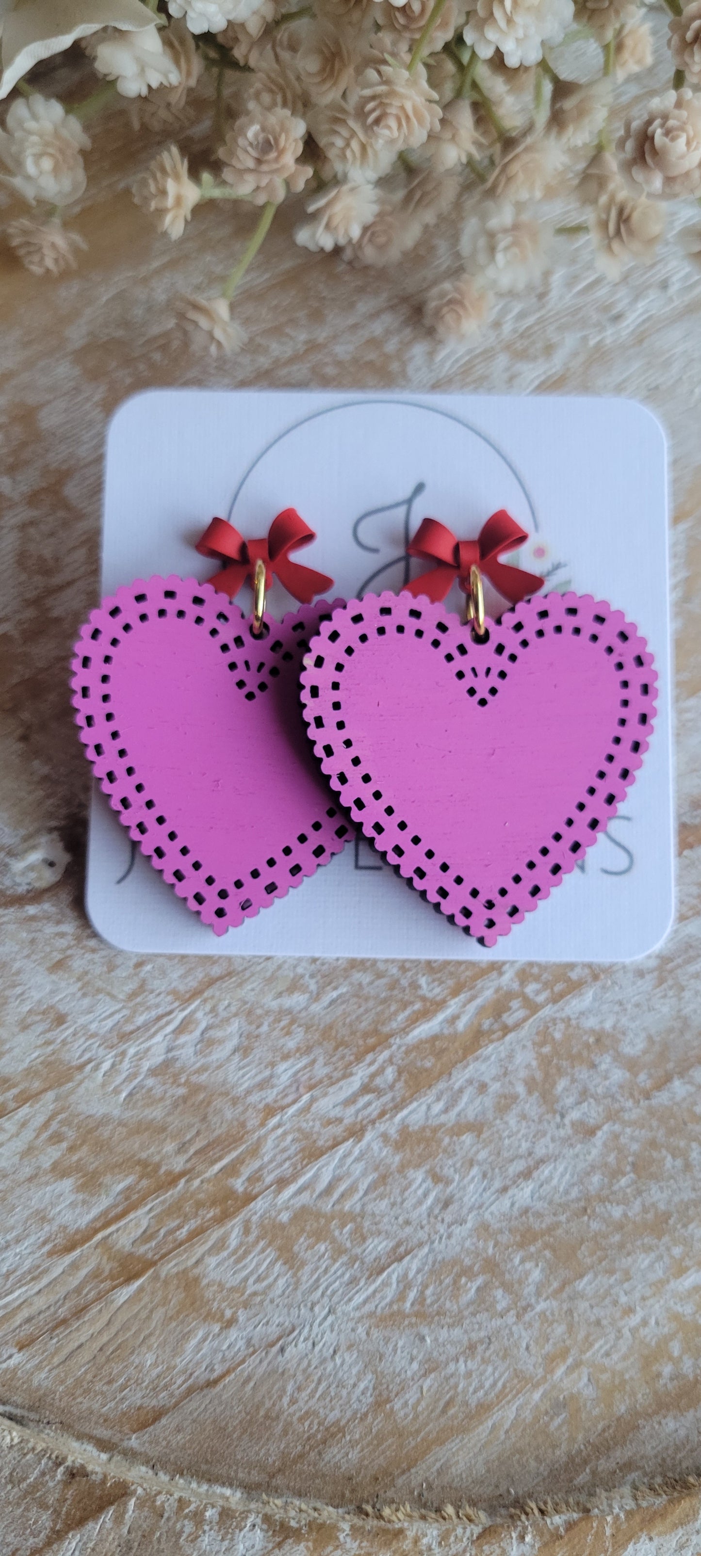 Wood Heart Earrings