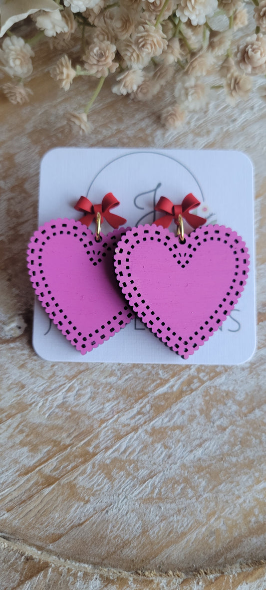 Wood Heart Earrings