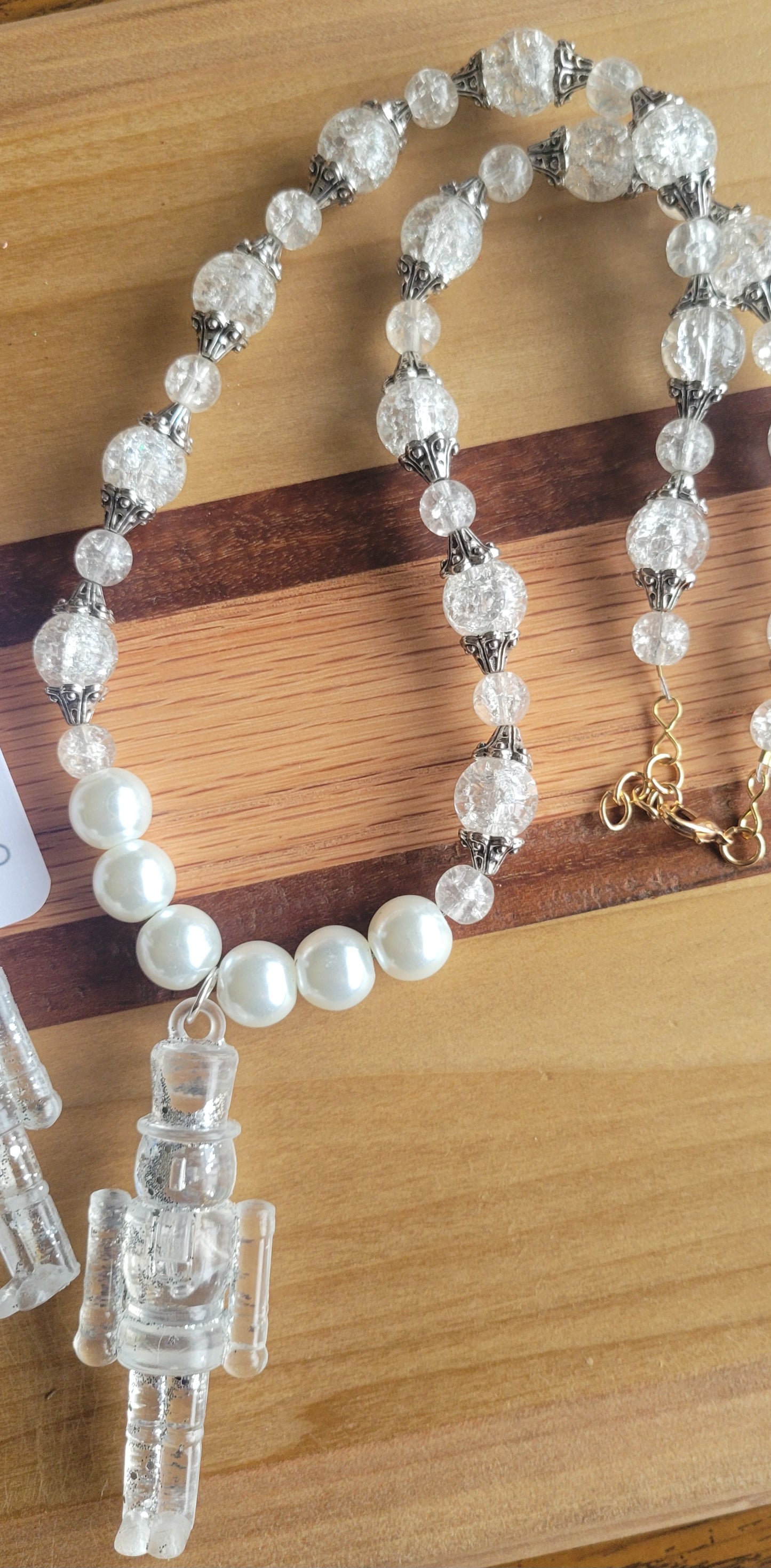 Silver Ice Nutcracker Necklace and Earrings