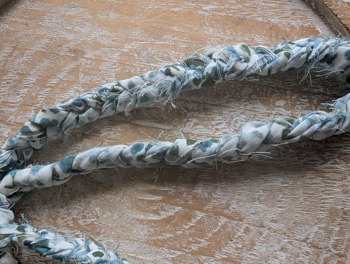 Blue Floral Braided Fabric Necklace
