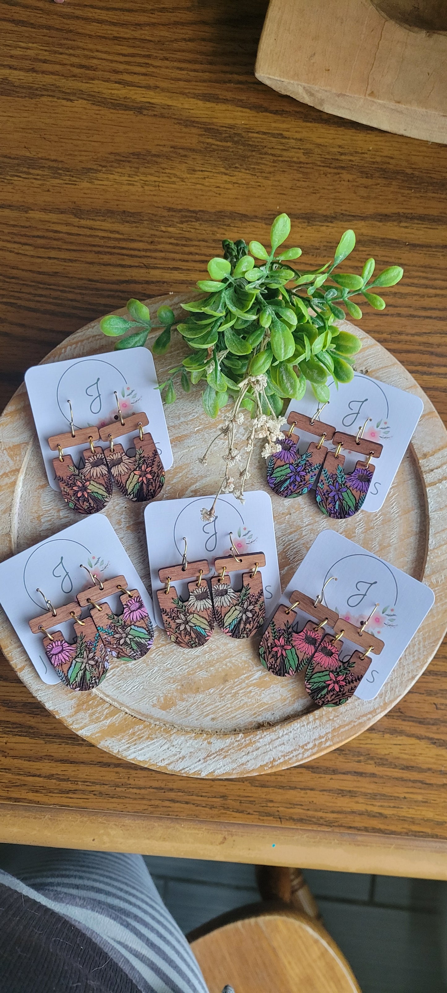 Floral Wood Earrings