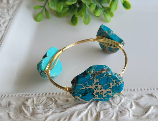 Jasper Wire Wrapped Bangle