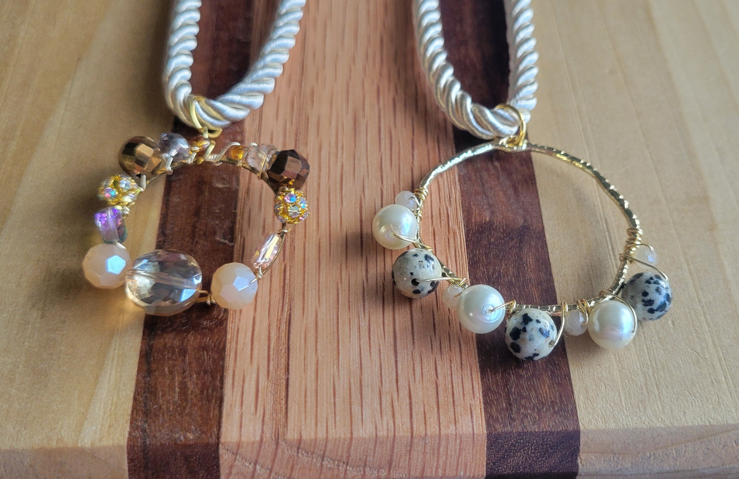 Beaded Pendant Satin Rope Necklace