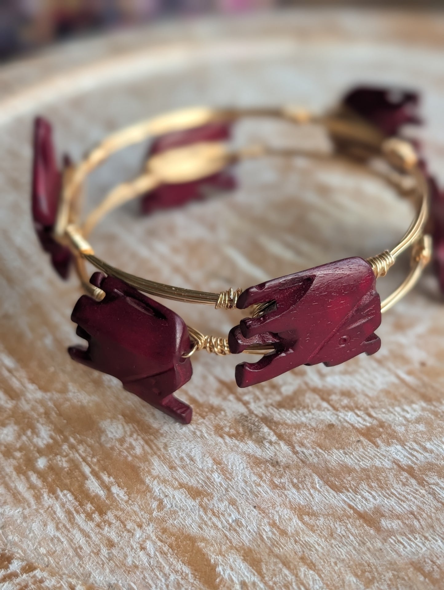 Crimson Elephant Bangle Bracelet