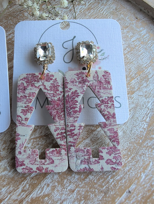 Red Toile Christmas Earrings