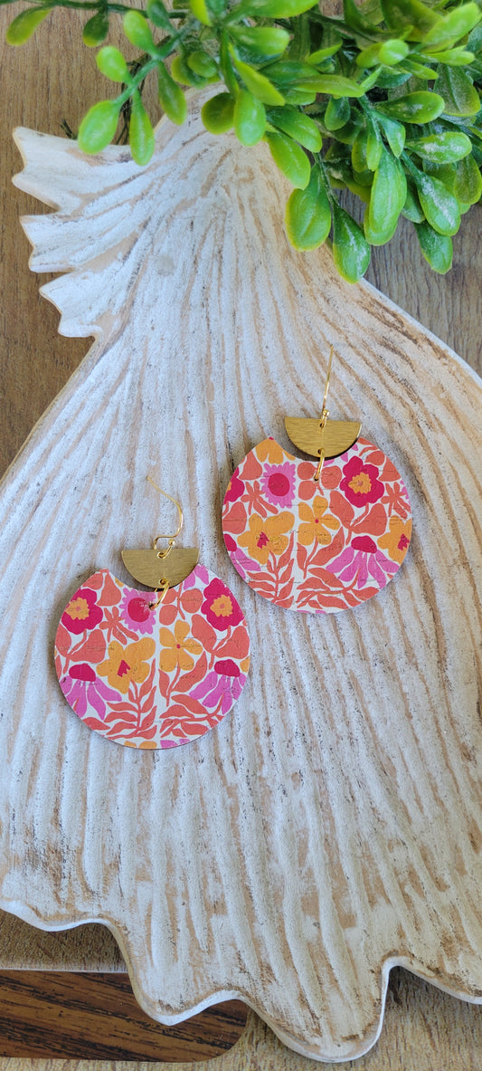Retro Floral Cork Earrings