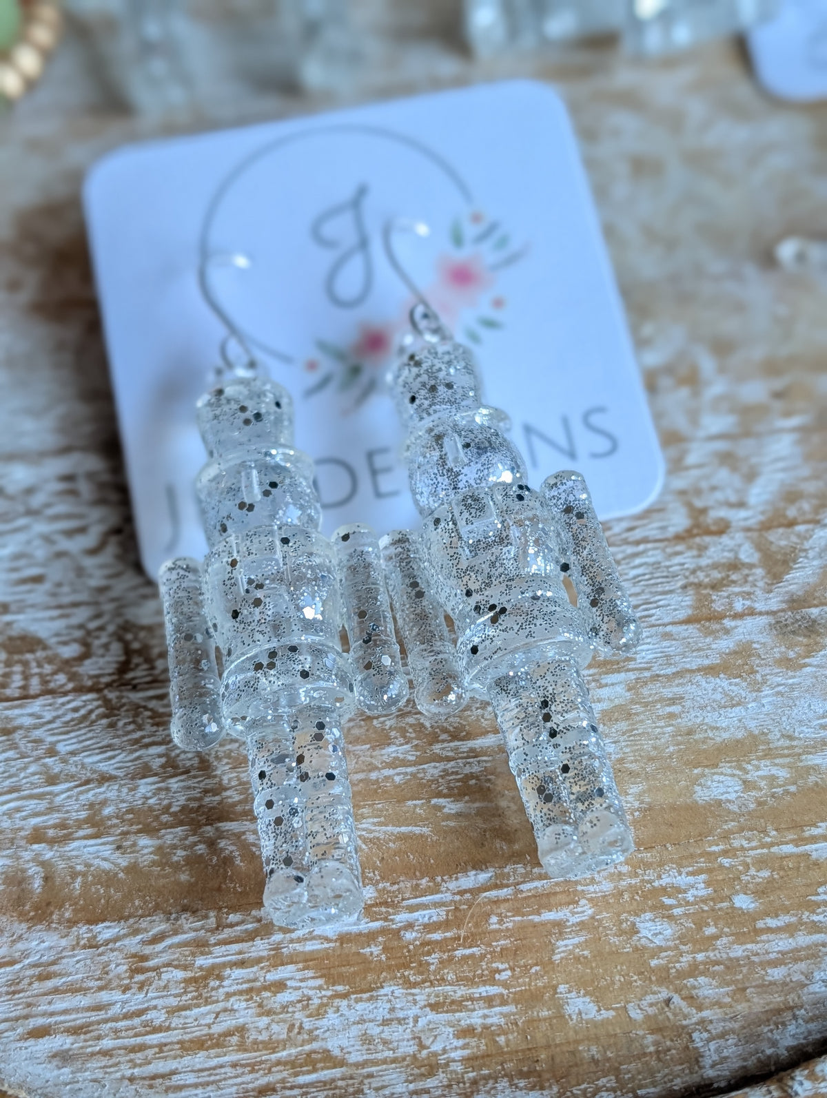 Silver Ice Nutcracker Earrings