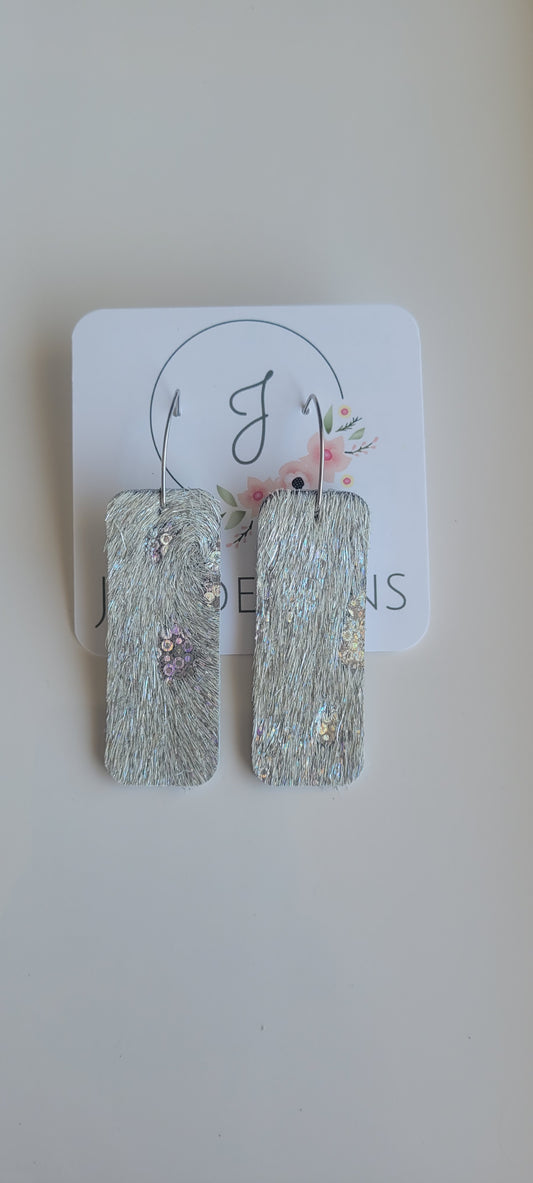 Silver Stardust Leather Earrings