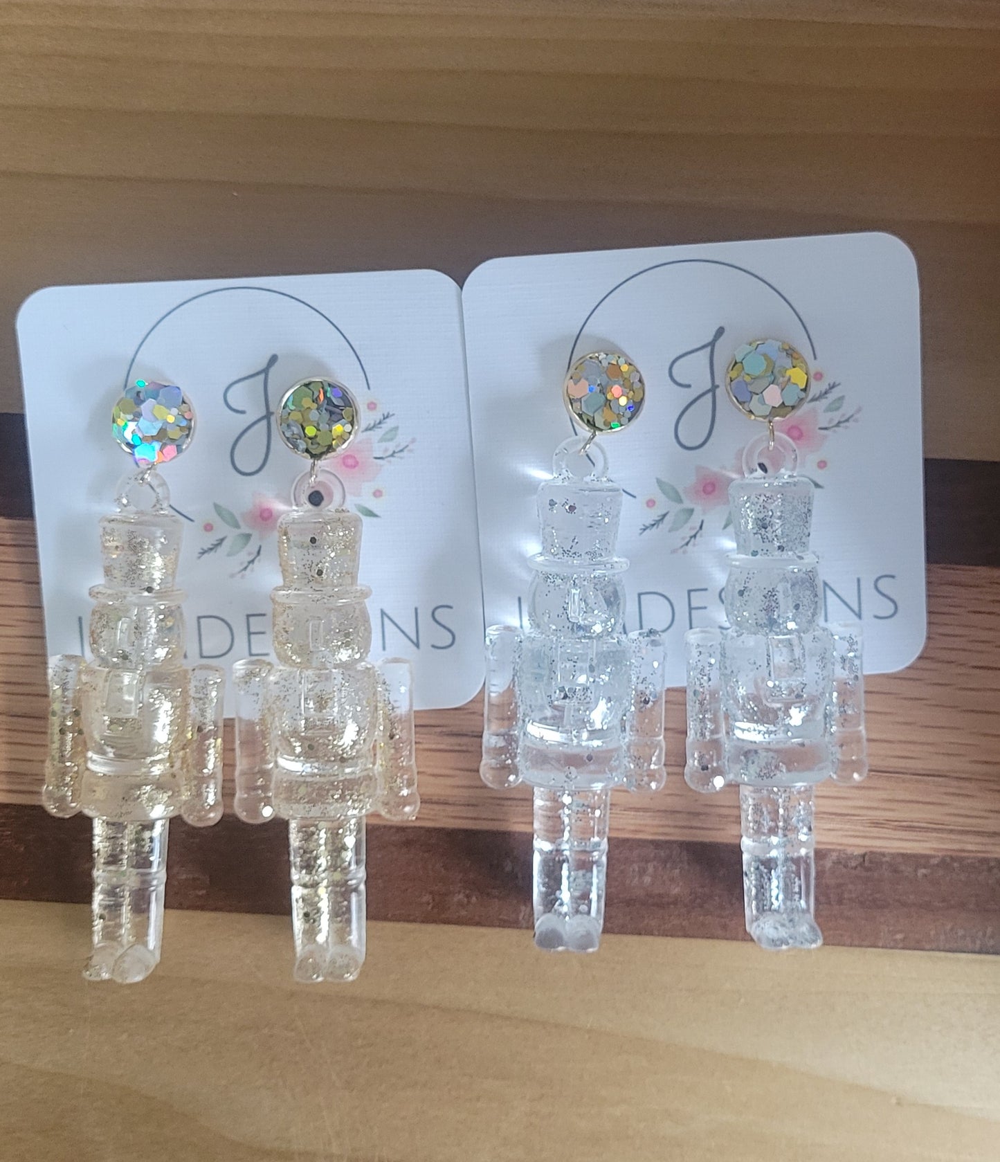 Icy Nutcracker Glitter Top Earrings