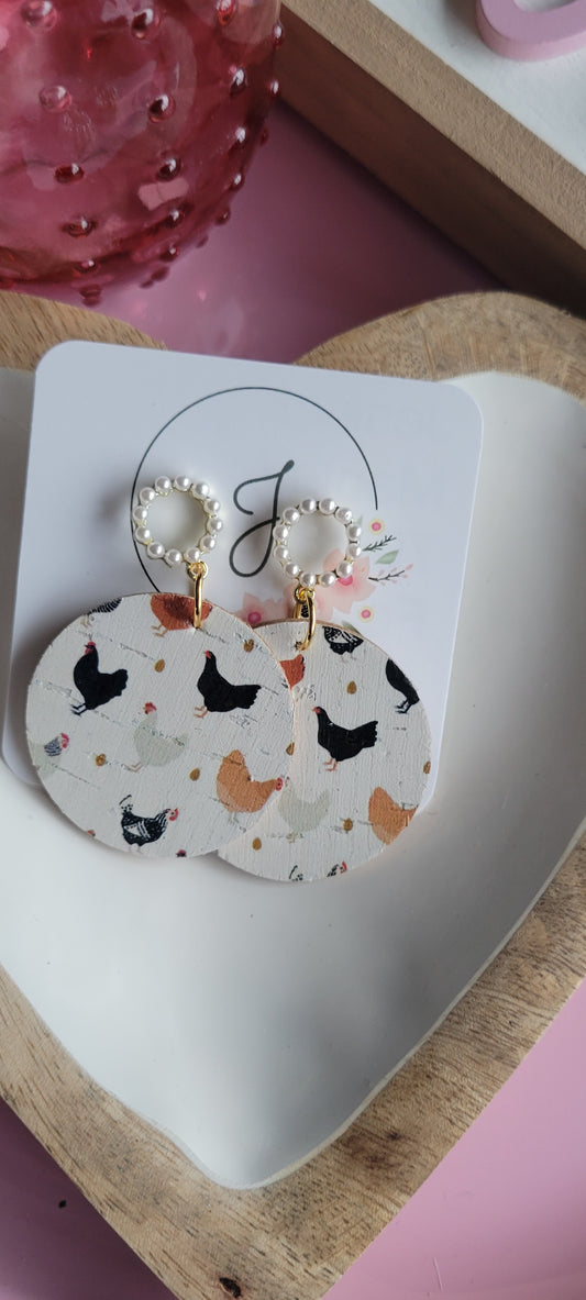 Chicken and Pearls Earrings