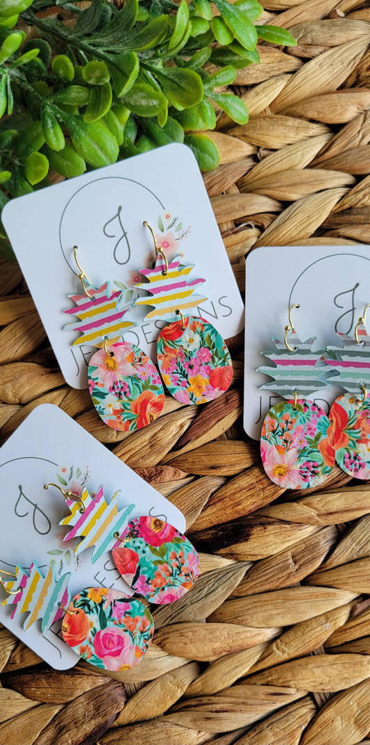 Tropical Bloom Pineapple Earrings