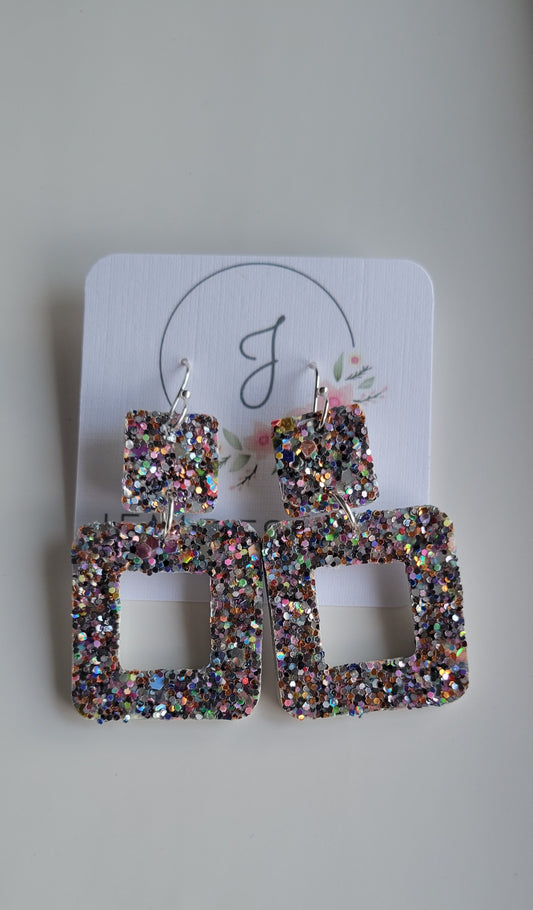 Glitter Square Earrings