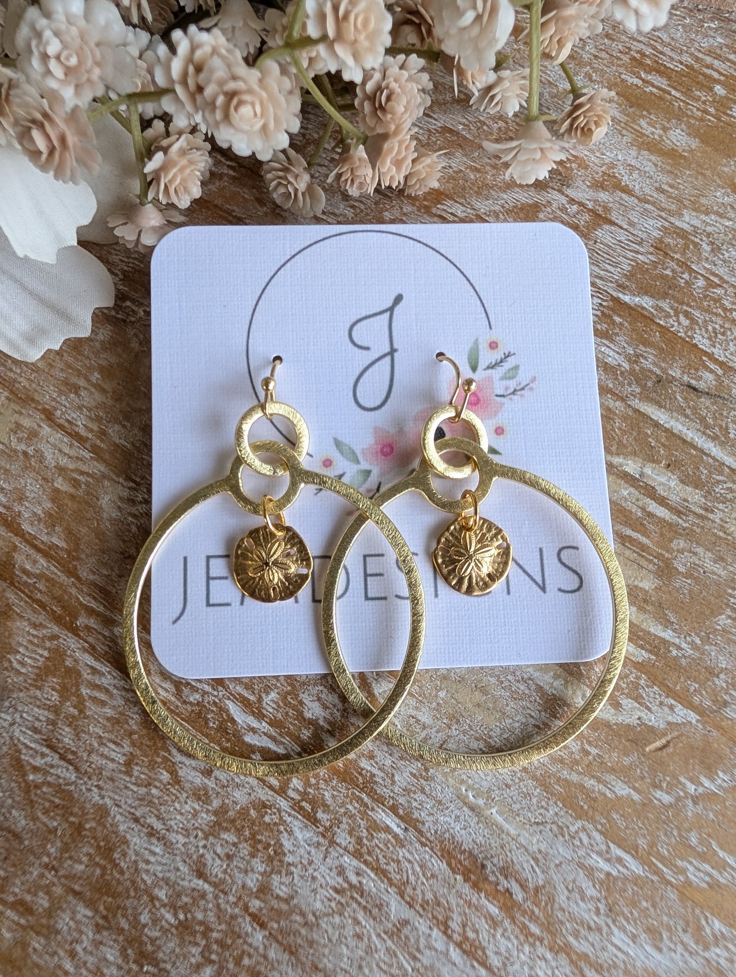 Gold Sand Dollar Earrings