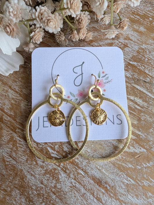 Gold Sand Dollar Earrings