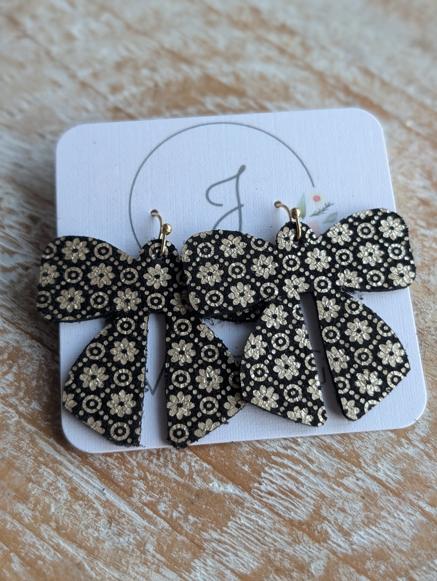 Black and Gold Bow Earrings