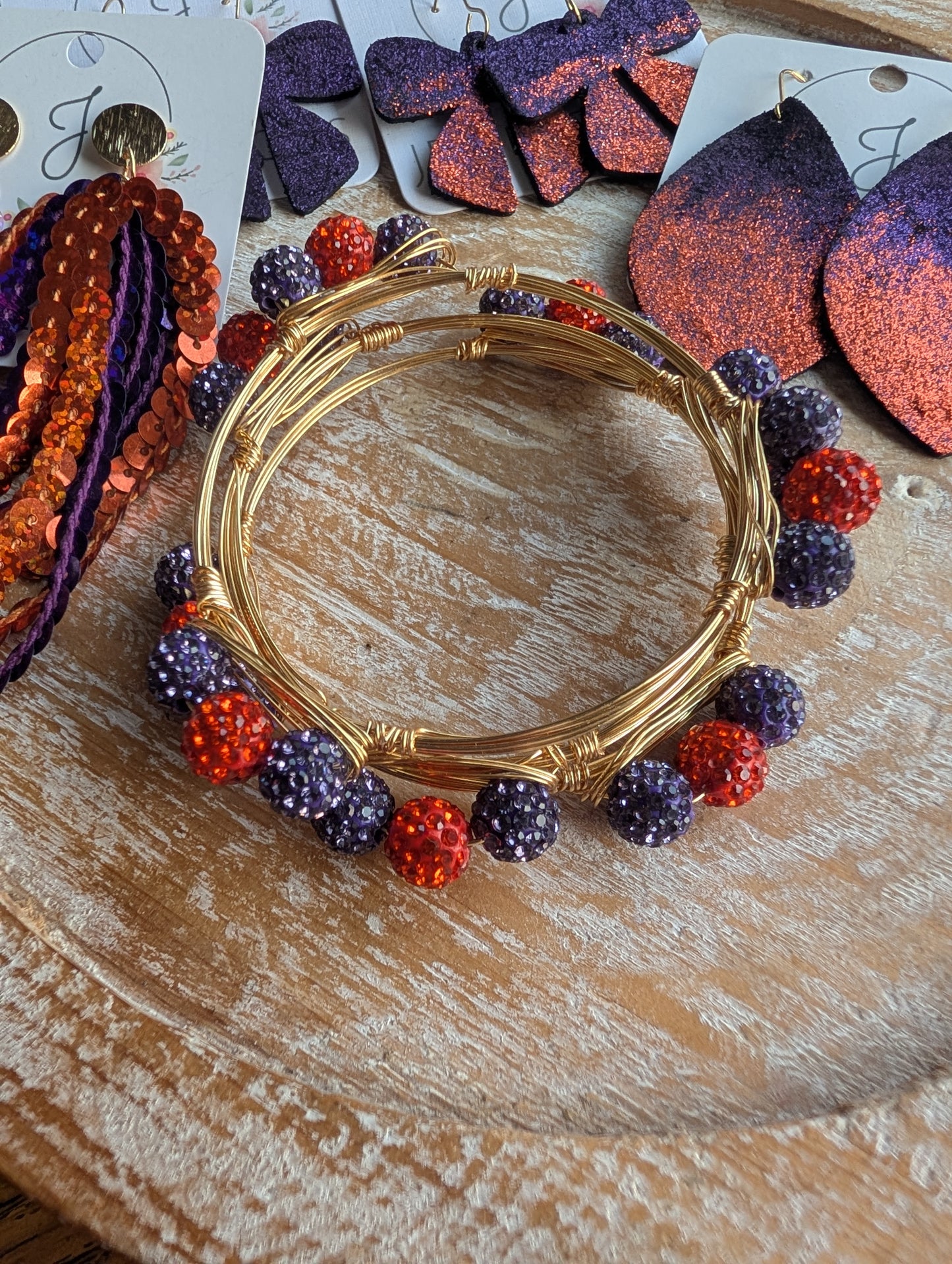 Purple and Orange Bangle Bracelets