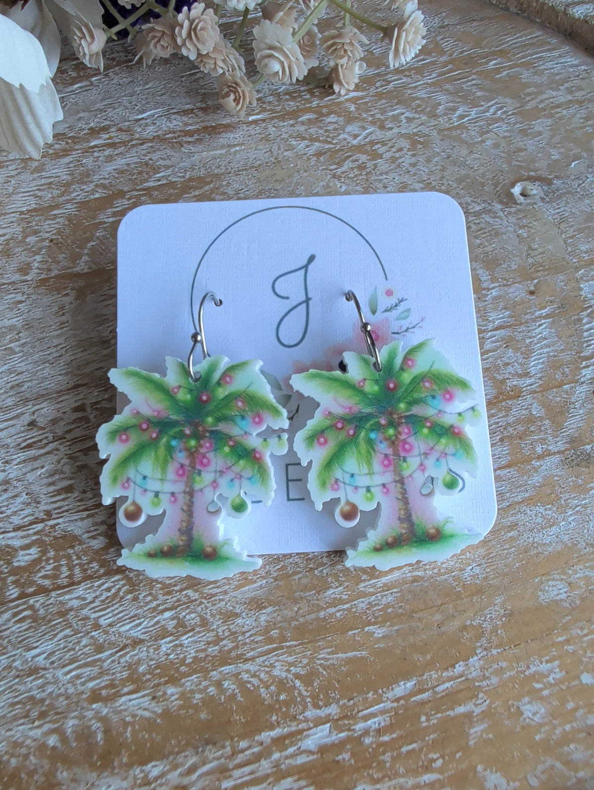 Tropical Christmas Tree Earrings