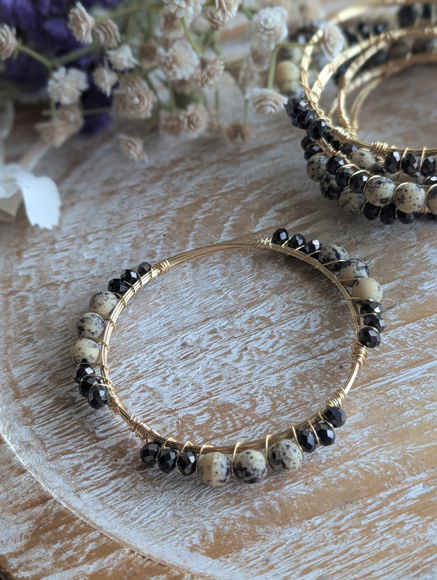 Dalmatian Jasper Bangle Bracelet