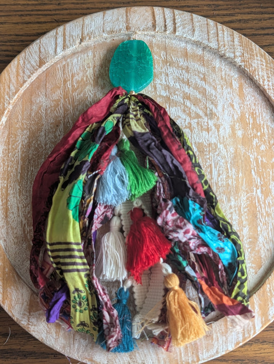 Handcrafted Boho Ribbon & Tassel Bag Charm