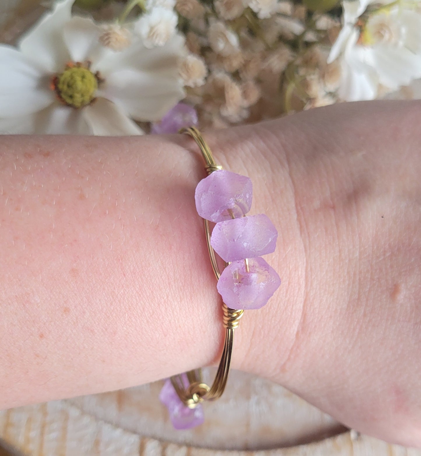 Pink Glass Bead Bangle