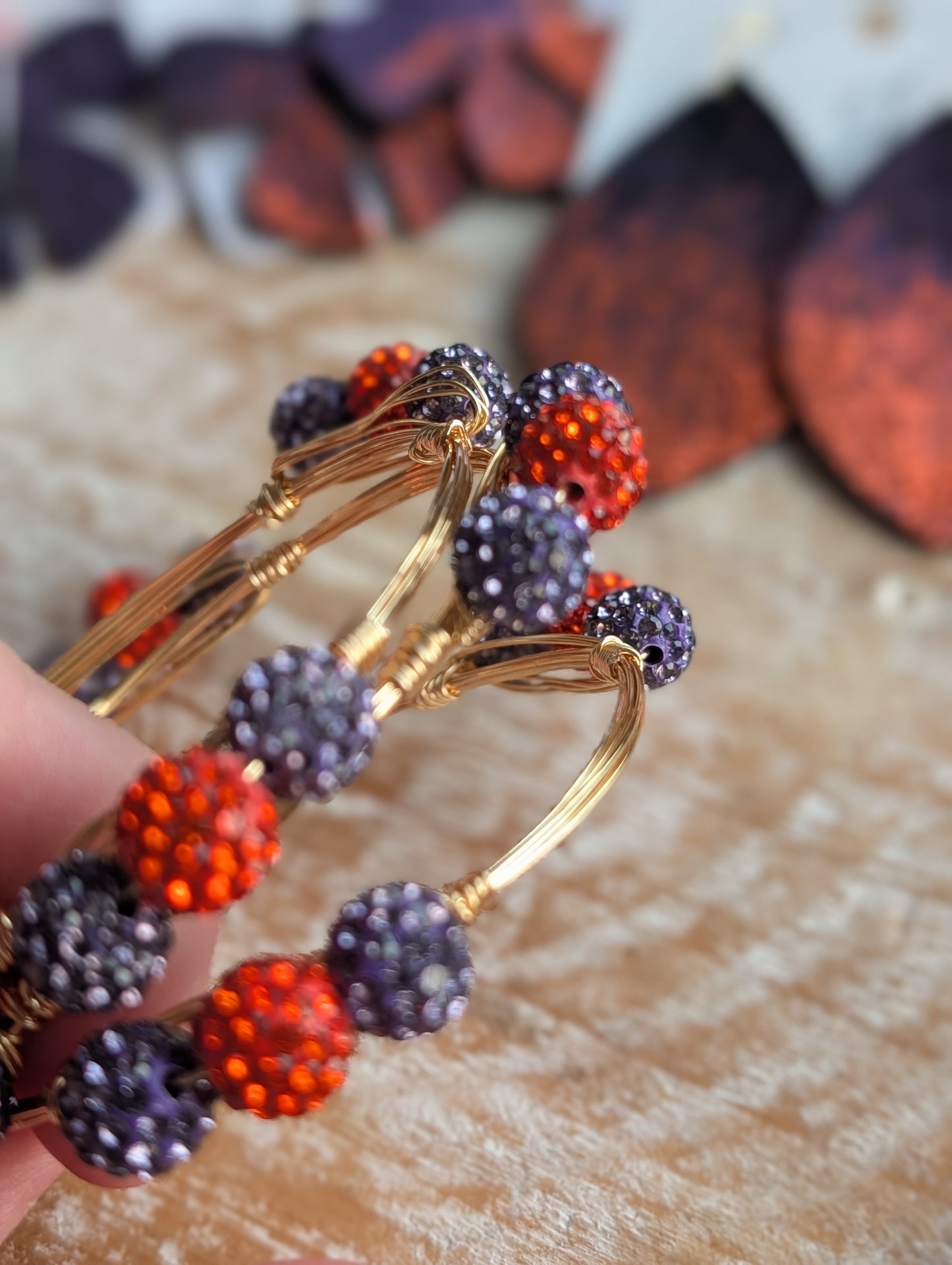 Purple and Orange Bangle Bracelets