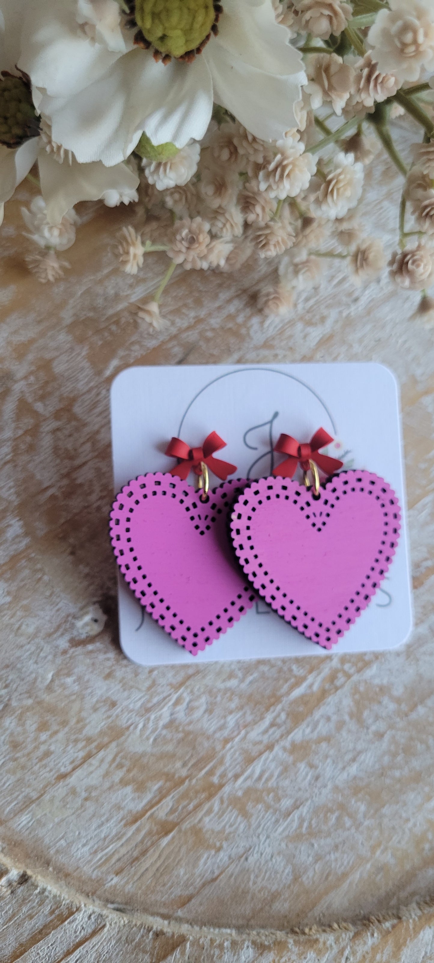Wood Heart Earrings