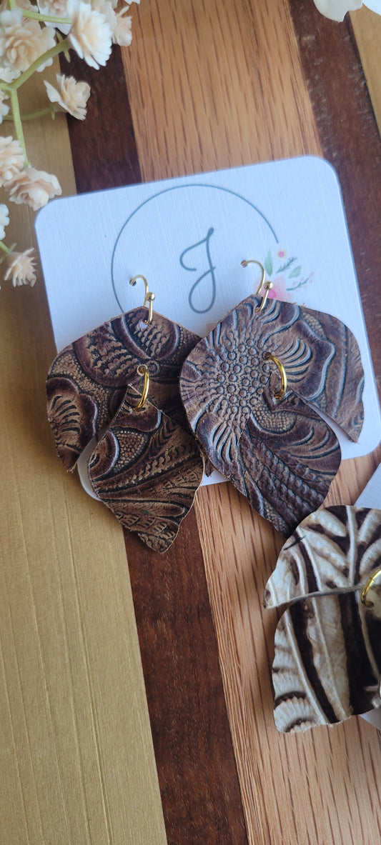 Tooled Leather Earrings
