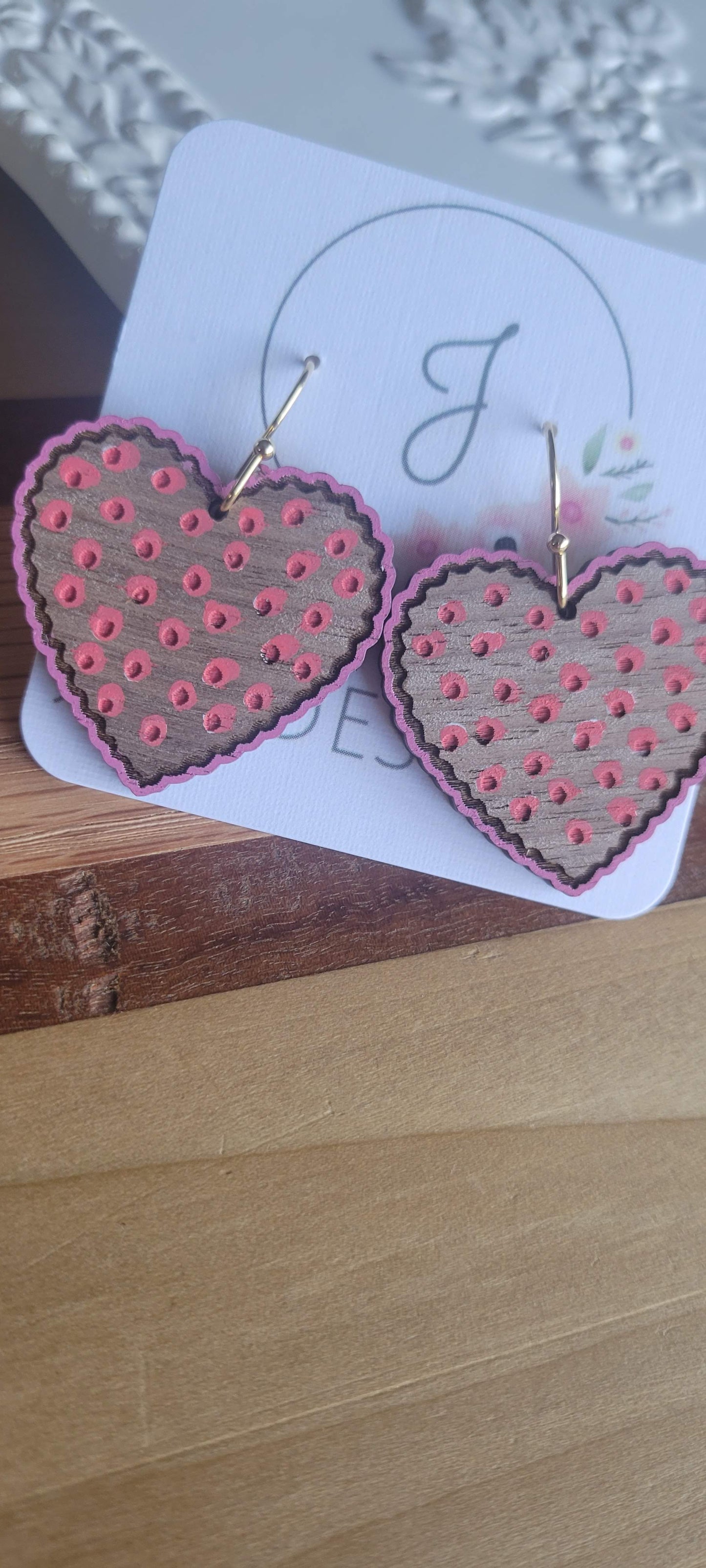Wood Heart Earrings